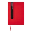 Basic PU keményfedelű A5-ös jegyzetfüzet tollal, piros
