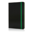 Deluxe keményfedelű A5-ös jegyzetfüzet színes lapéllel, zöld, fekete