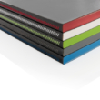 Deluxe A5-ös puhafedelű jegyzetfüzet színes éllel, szürke