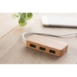 3 portos bambusz USB elosztó, fa
