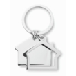 Ház alakú fém kulcstartó, fényes ezüst