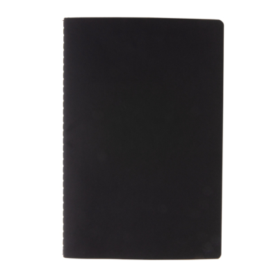 Puhafedelű PU jegyzetfüzet színes lapéllel, fekete