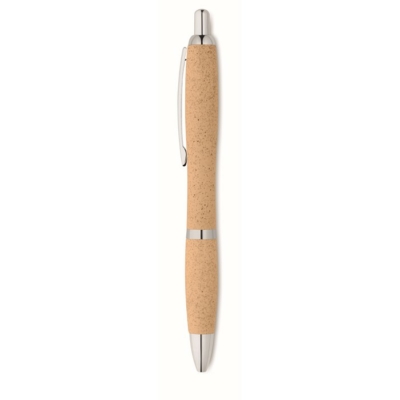 Szalma/ABS nyomógombos toll, narancssárga