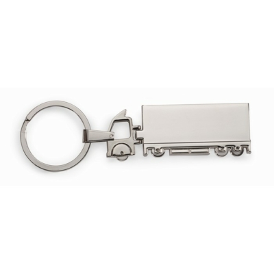 Teherautó alakú fém kulcstartó, ezüst